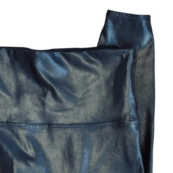 Spanx Women’s Sz XL Black Faux Leather High Rise Leggings Pull On Shaping - Picture 6 of 16